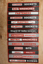 Load image into Gallery viewer, Low Profile Packout Organizer Labels - Gray Background (LP5g)