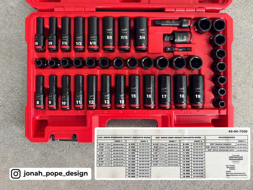 Packout Insert for Gen 2 3/8" M12 Stubby Impact - Jonah Pope Design (JP-SWASH2)