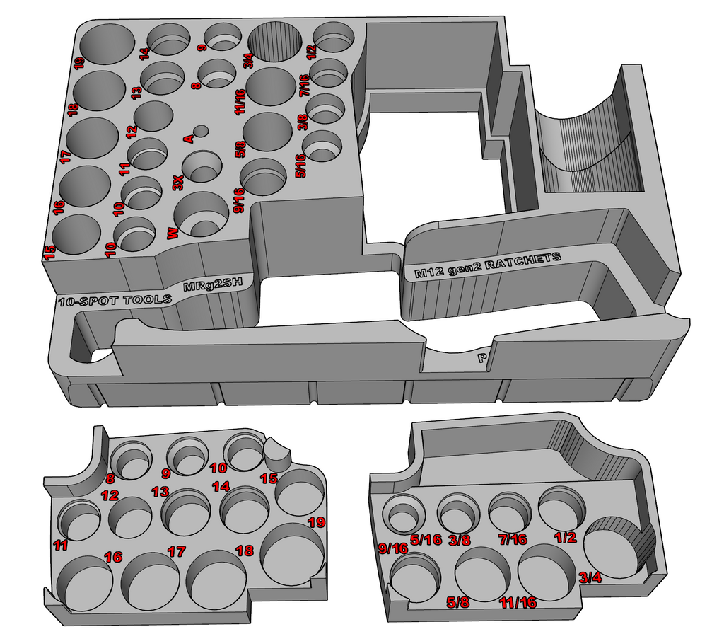 Packout Organizer Insert for NEW M12 Ratchets and Impact Socket Set (MRg2SH)
