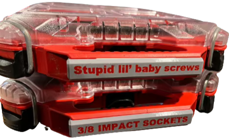 Low Profile Compact Packout Organizer Labels - Gray Background (LP5g)