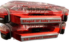 Load image into Gallery viewer, Low Profile Compact Packout Organizer Labels - Gray Background (LP5g)