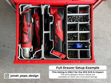 Load image into Gallery viewer, Slimline Packout Drawer Insert for M12 Right Angle Drill and Impact Driver - Jonah Pope Design (JPD-RADI)